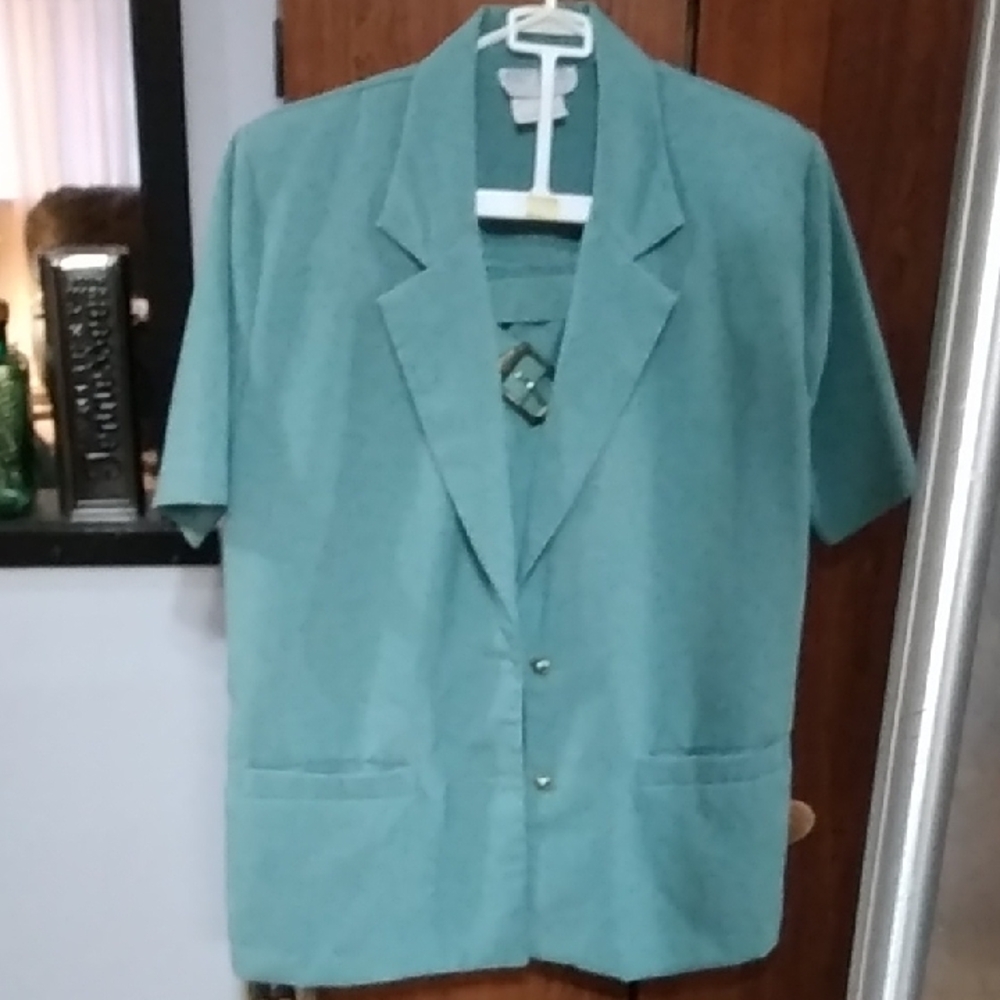 Ashley Taylor Collection Teal Skirt / Blazer Set.